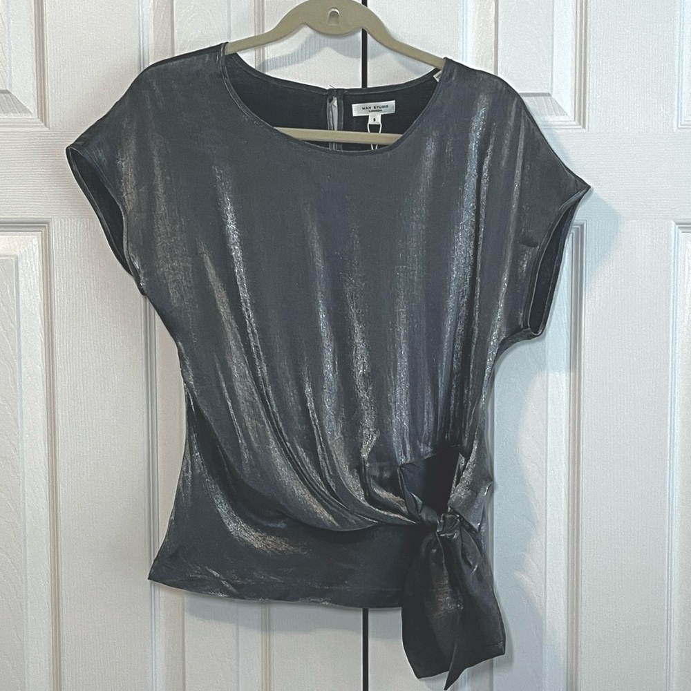 Max Studio London NWT Size S 
Grey Silver Shimmering Top
